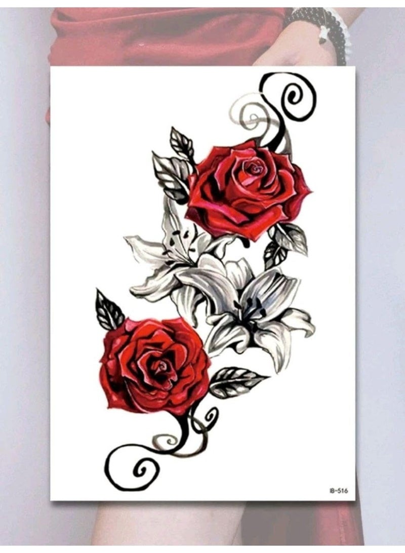 شي إن SHEIN-3D Rose Pattern Waterproof Temporary Tattoo Stickers - Image 4